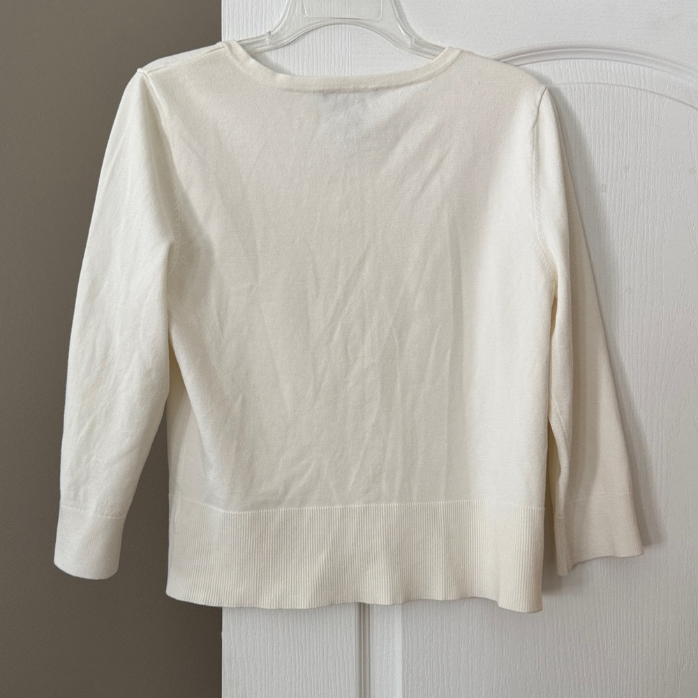 White House Cute Black Market Ivory Button-Front Sweater - Picture 6 of 8